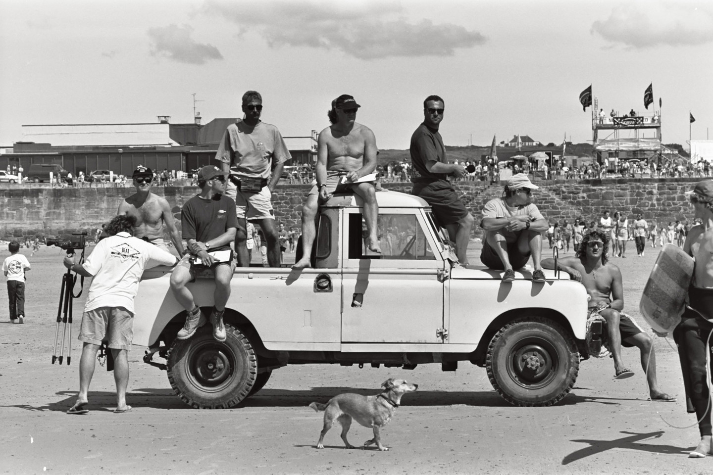 Old photo of car on beach